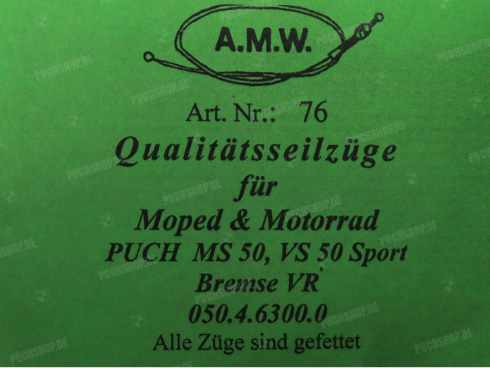 Bowdenzug Puch MS50 VS50 Sport Bremse vorn rollennippel AMW